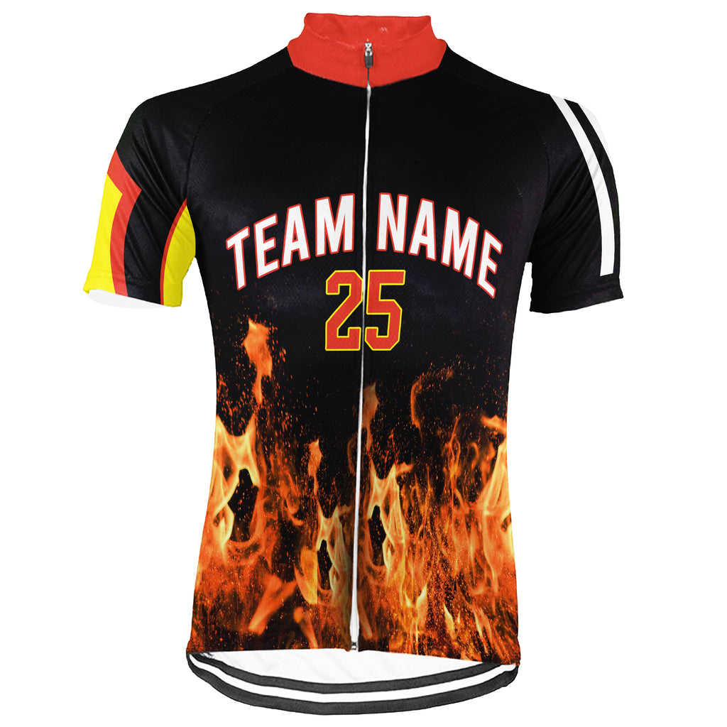 Customized Fire Short Sleeve Cycling Jersey for Men- Team Shirt