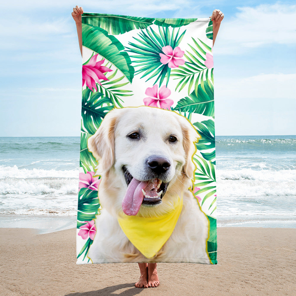 Rectangle Beach Towel Customzied Image Dog