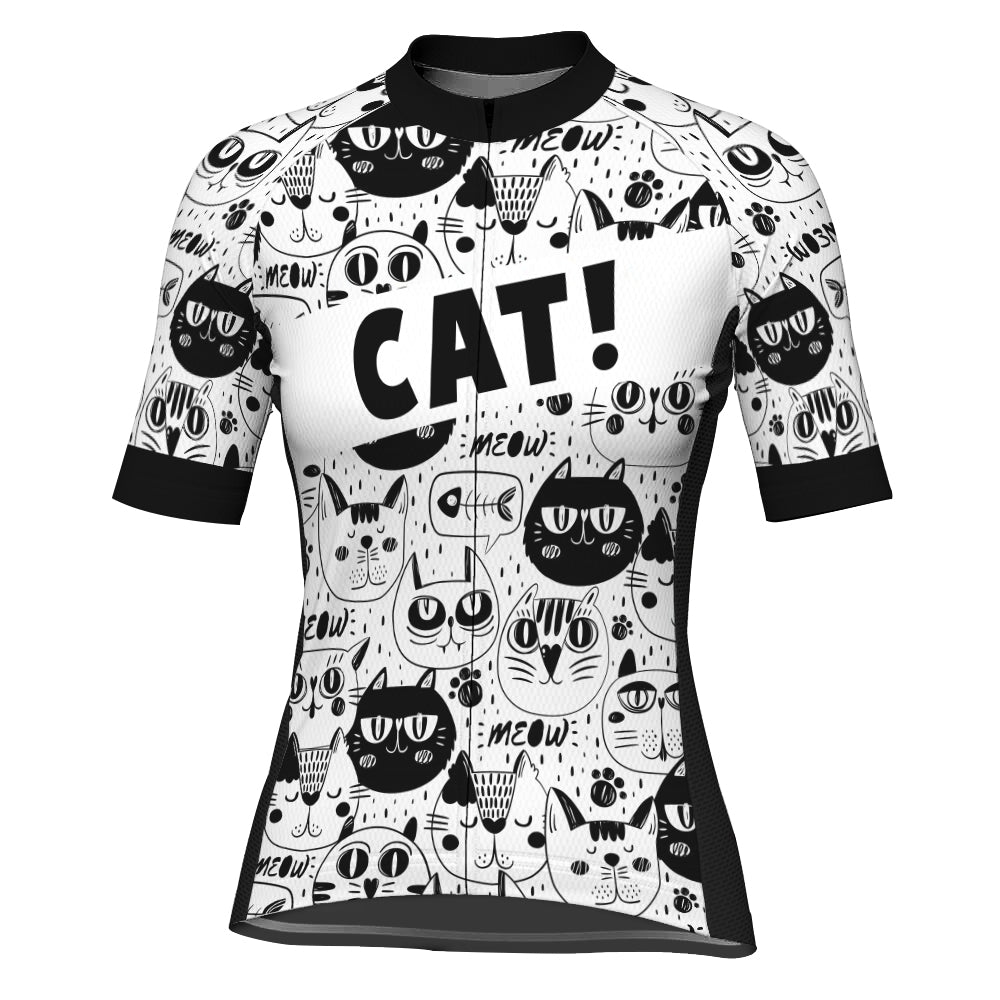 Customized Cat Short Sleeve Cycling Jersey for Women