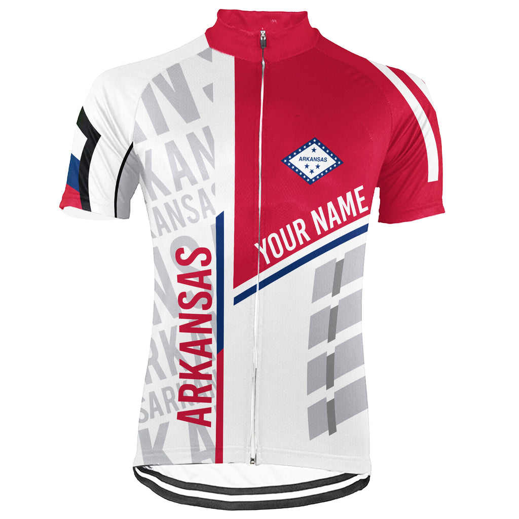 Customized Arkansas Winter Thermal Fleece Short Sleeve Cycling Jersey for Men