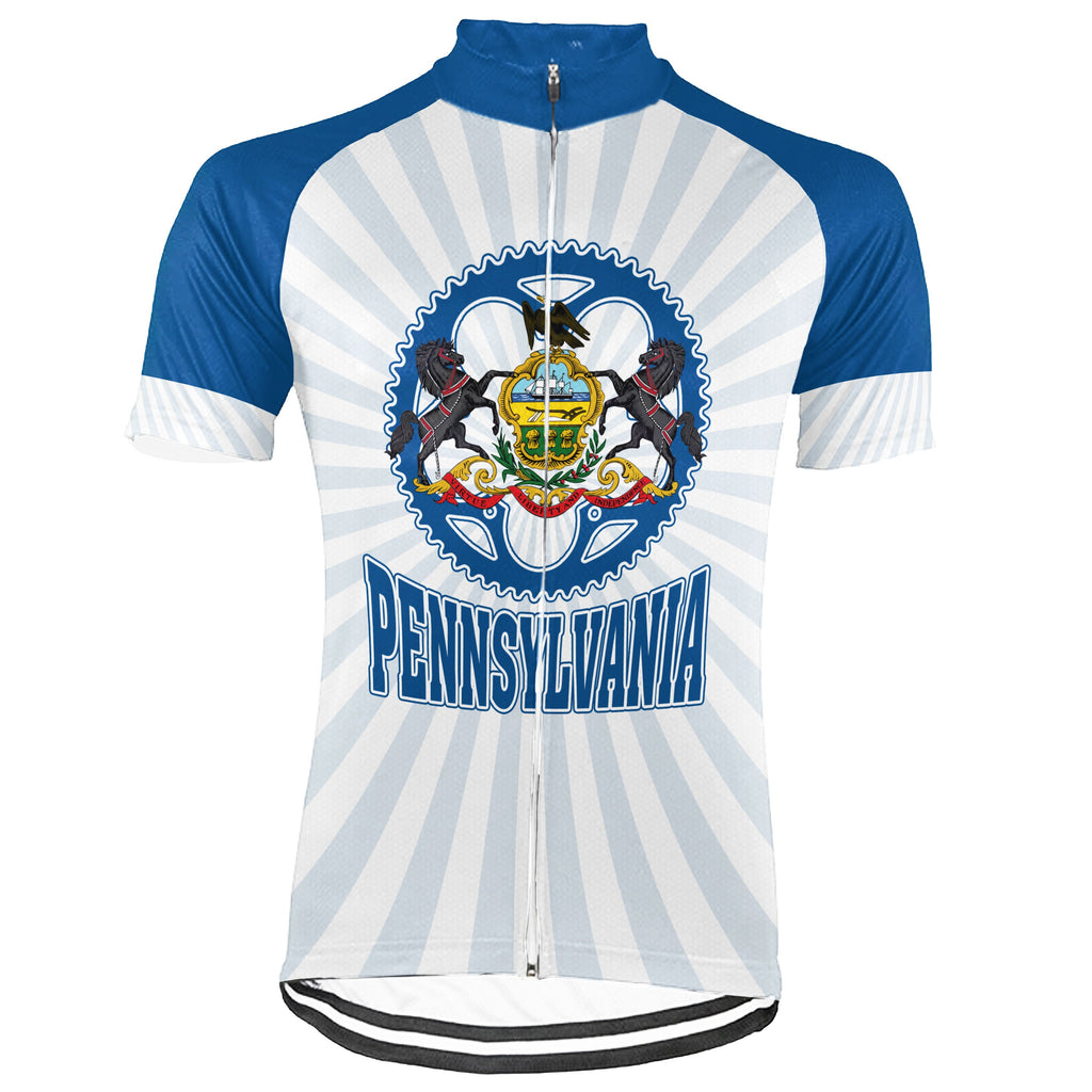 Customized Pennsylvania Short Sleeve Cycling Jersey for Men