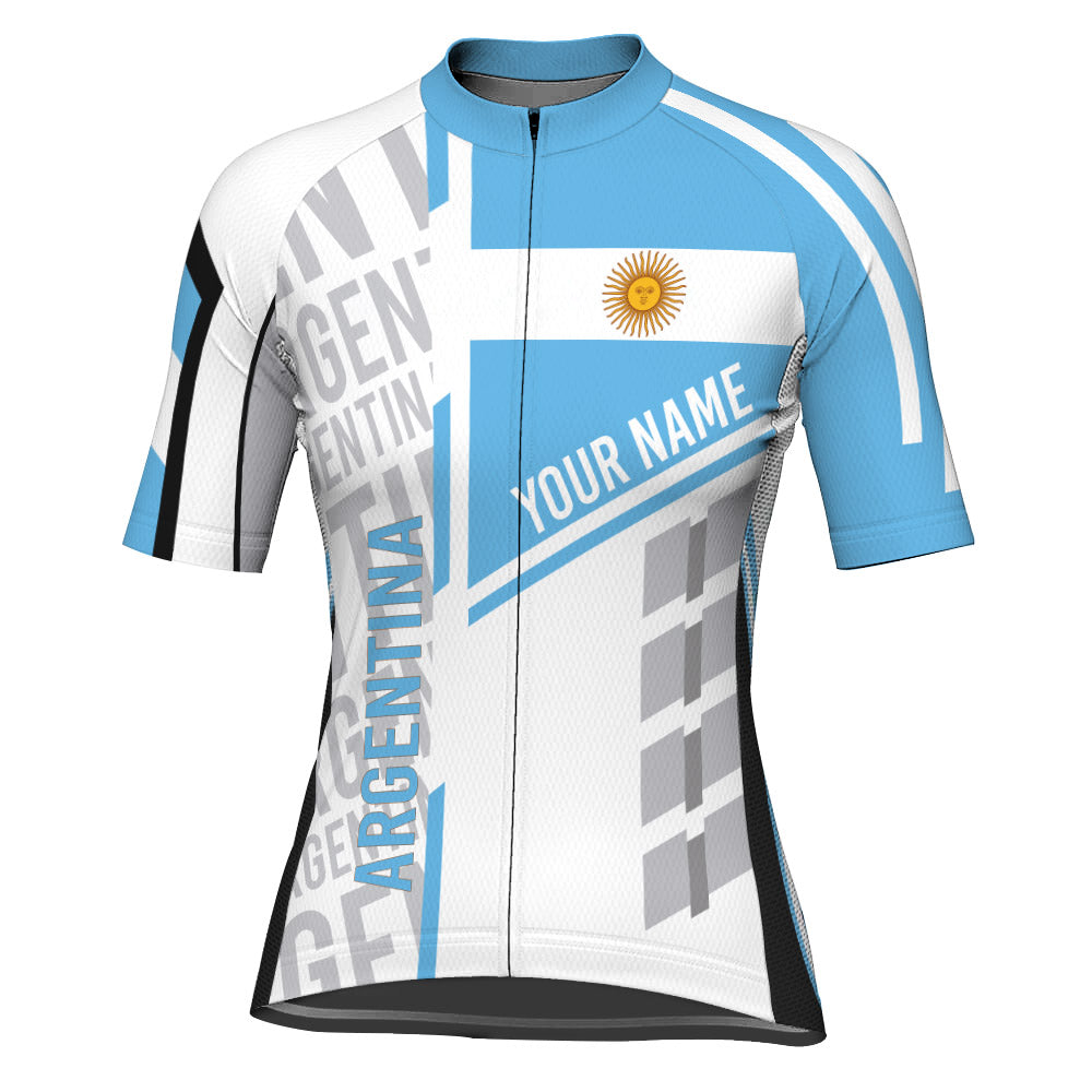 Customized Argentina Winter Thermal Fleece  Short Sleeve Cycling Jersey for Women