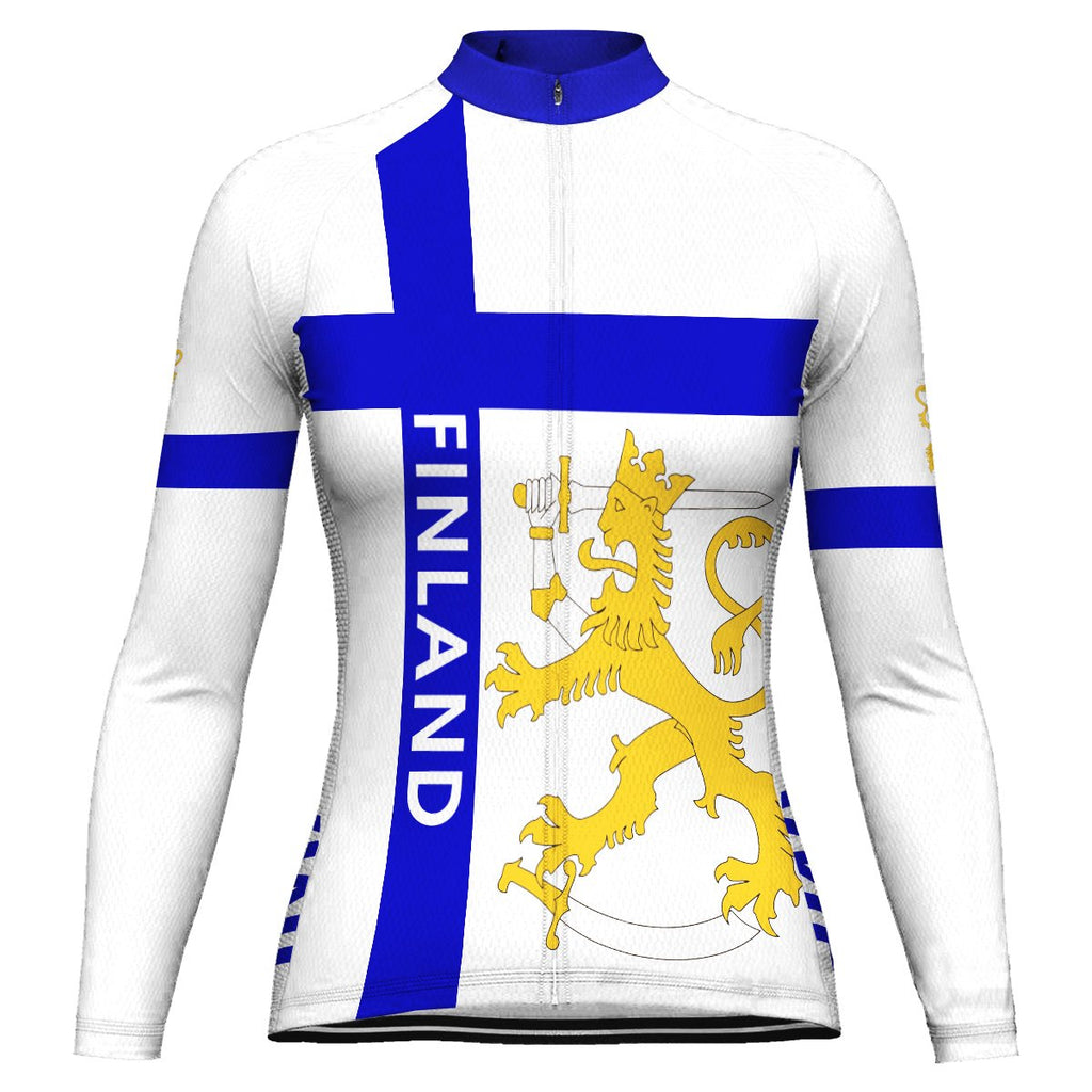 Customized Finland Winter Thermal Fleece Long Sleeve Cycling Jersey for Women