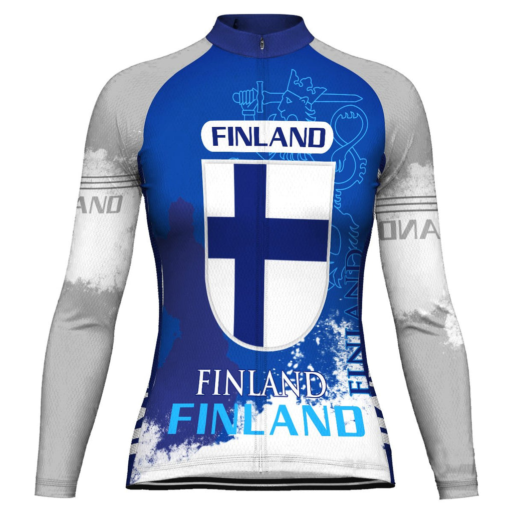 Customized Finland Winter Thermal Fleece Long Sleeve Cycling Jersey for Women