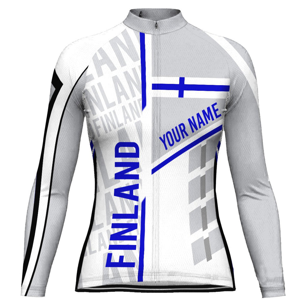 Customized Finland Winter Thermal Fleece Long Sleeve Cycling Jersey for Women
