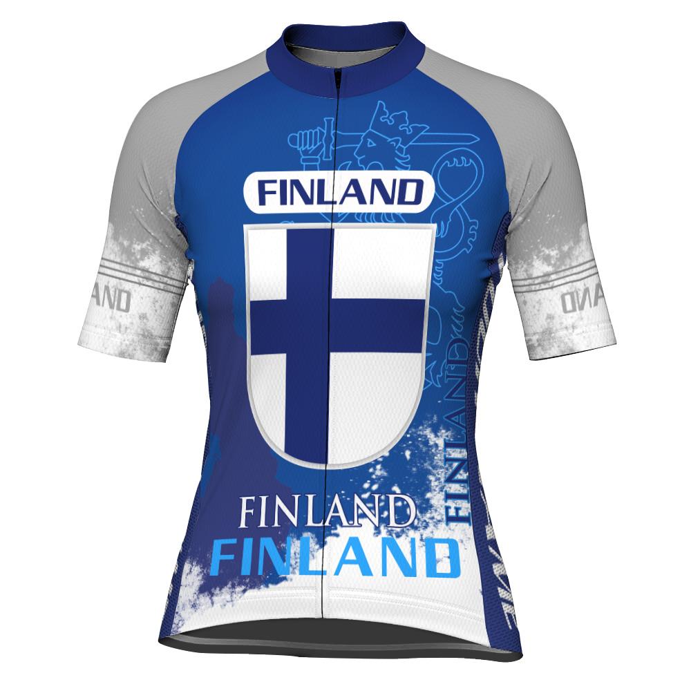 Customized Finland  Winter Thermal Fleece Short Sleeve Cycling Jersey for Women