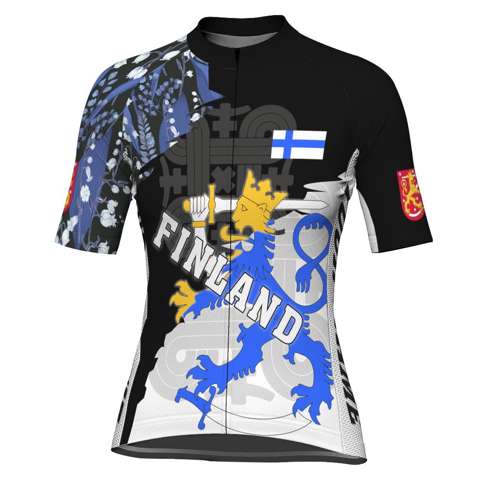 Customized Finland  Winter Thermal Fleece Short Sleeve Cycling Jersey for Women