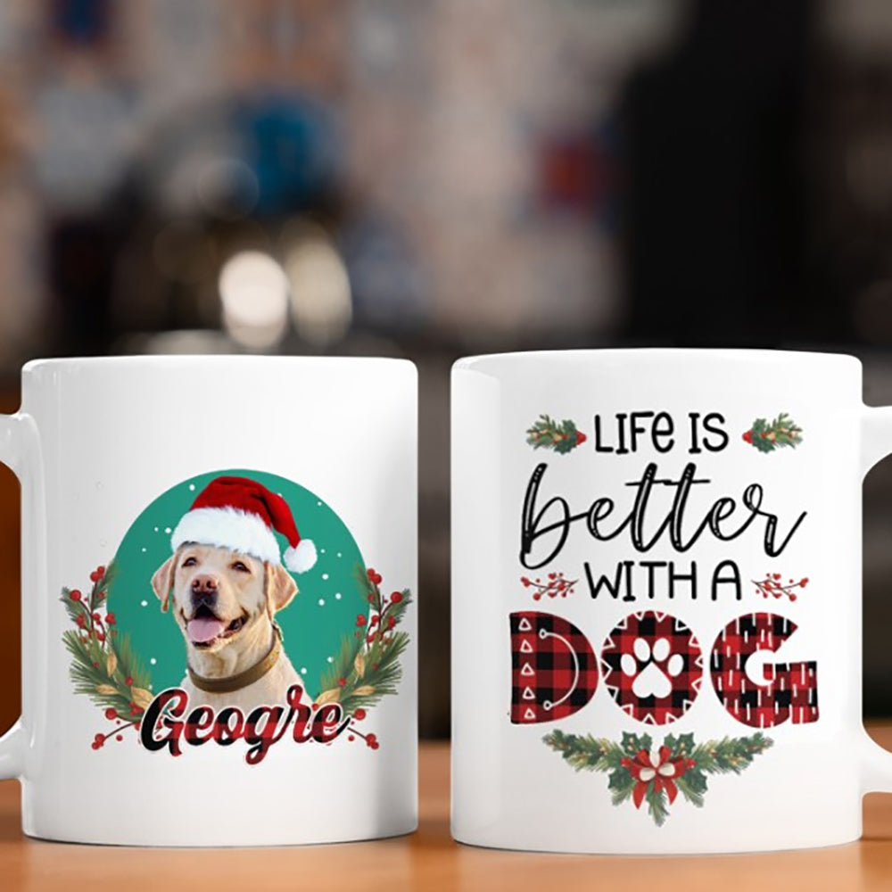 Personalized Image Christmas Cycling Mug- Life Is Better With A Dog