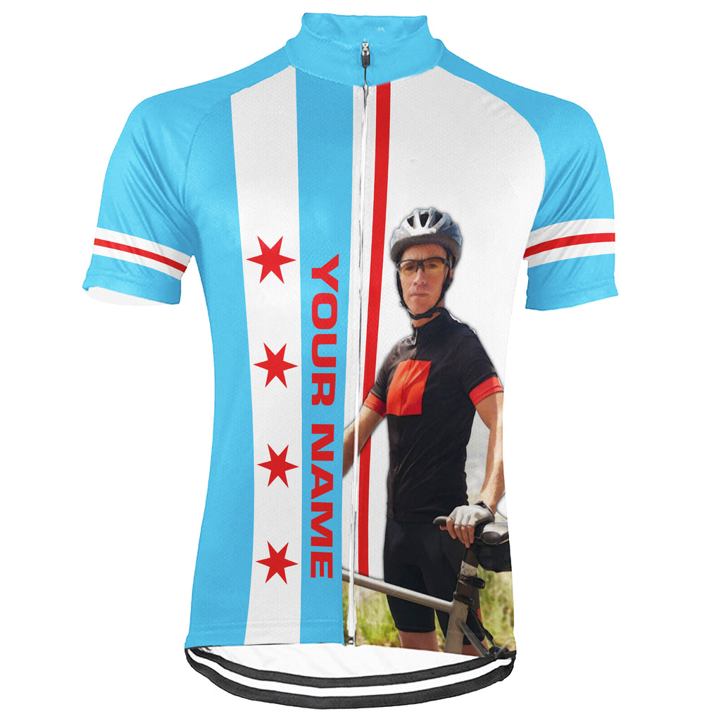 Customized Image Chicago Short Sleeve Cycling Jersey for Men