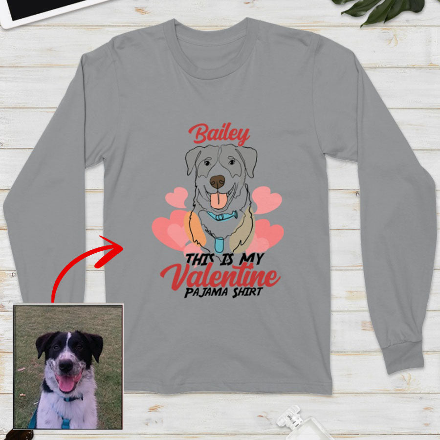 Custom Hand-Drawn Dog Pet Photo T-Shirt, Long Sleeve, Hoodie-Coffee Jersey With Name