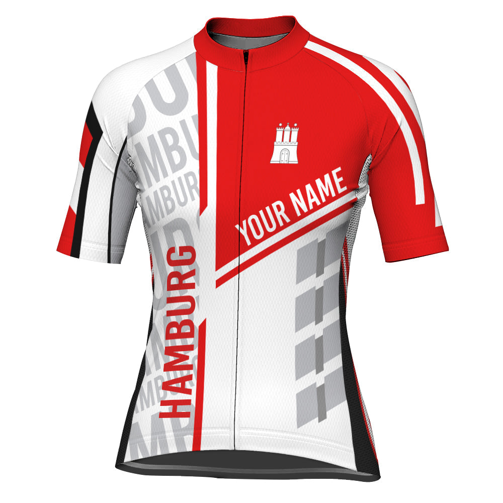 Customized Hamburg Winter Thermal Fleece Short Sleeve Cycling Jersey for Women
