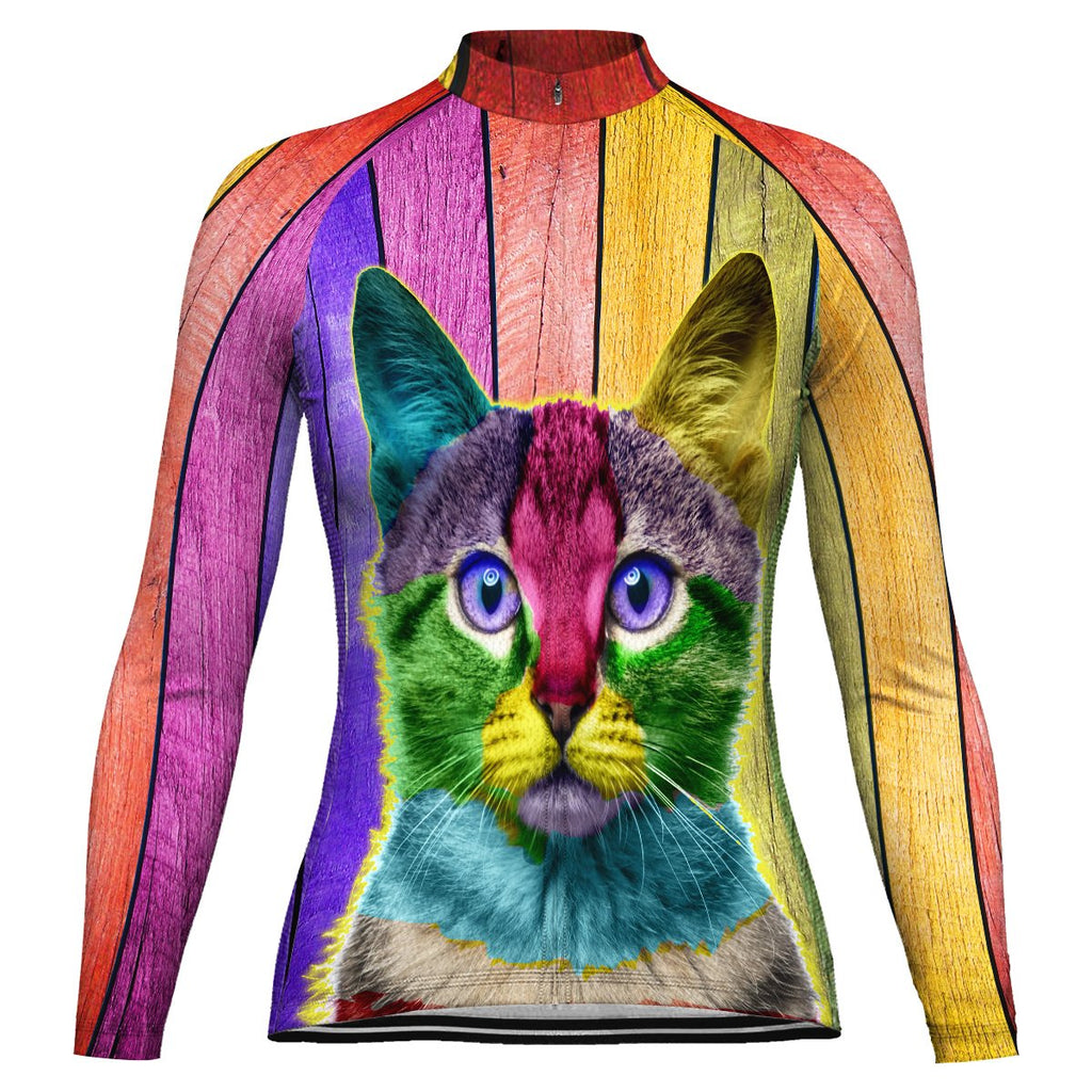 Colorful Cat Long Sleeve Cycling Jersey for Women