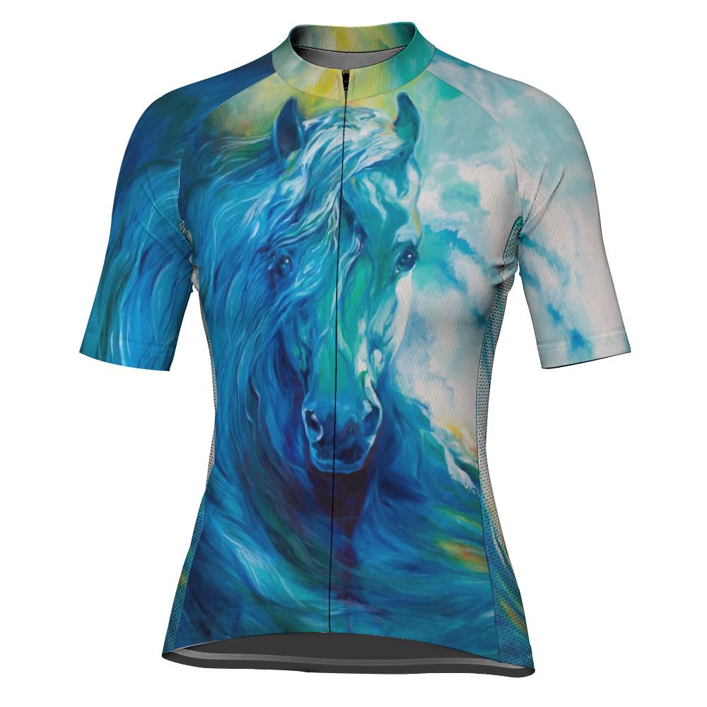 Horse Short Sleeve Cycling Jersey for Women