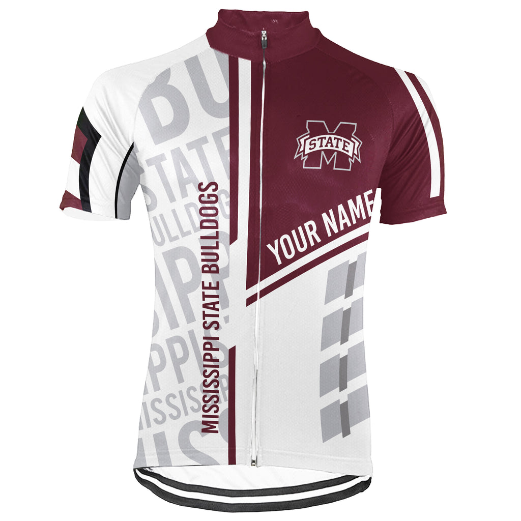 Customized Mississippi State Bulldogs Short Sleeve Cycling Jersey for Men