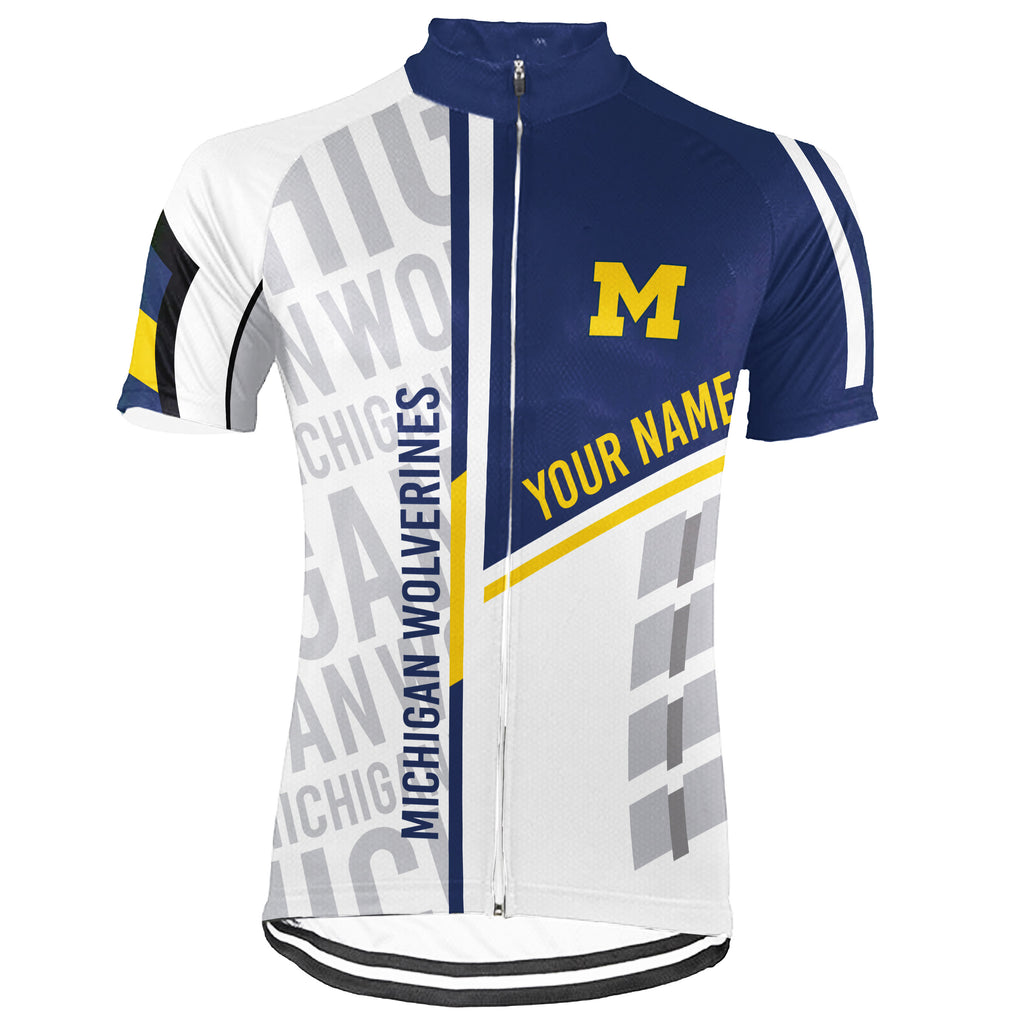 Customized Michigan Wolverines Short Sleeve Cycling Jersey for Men