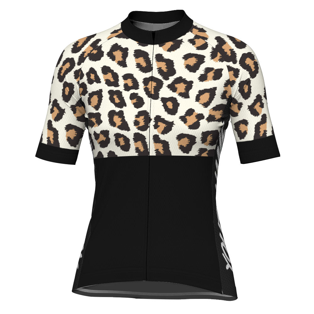 Customized Leopard Short Sleeve Cycling Jersey for Women