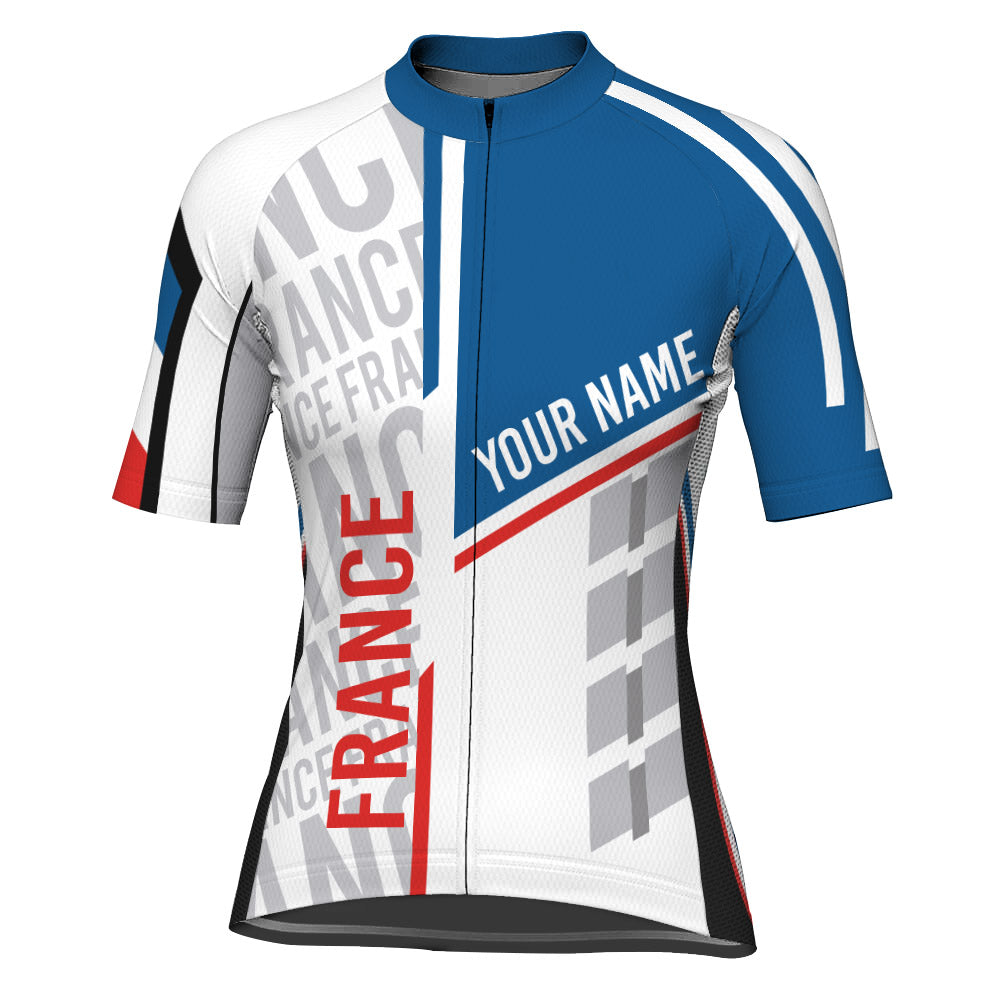 Customized France Winter Thermal Fleece Short Sleeve Cycling Jersey for Women