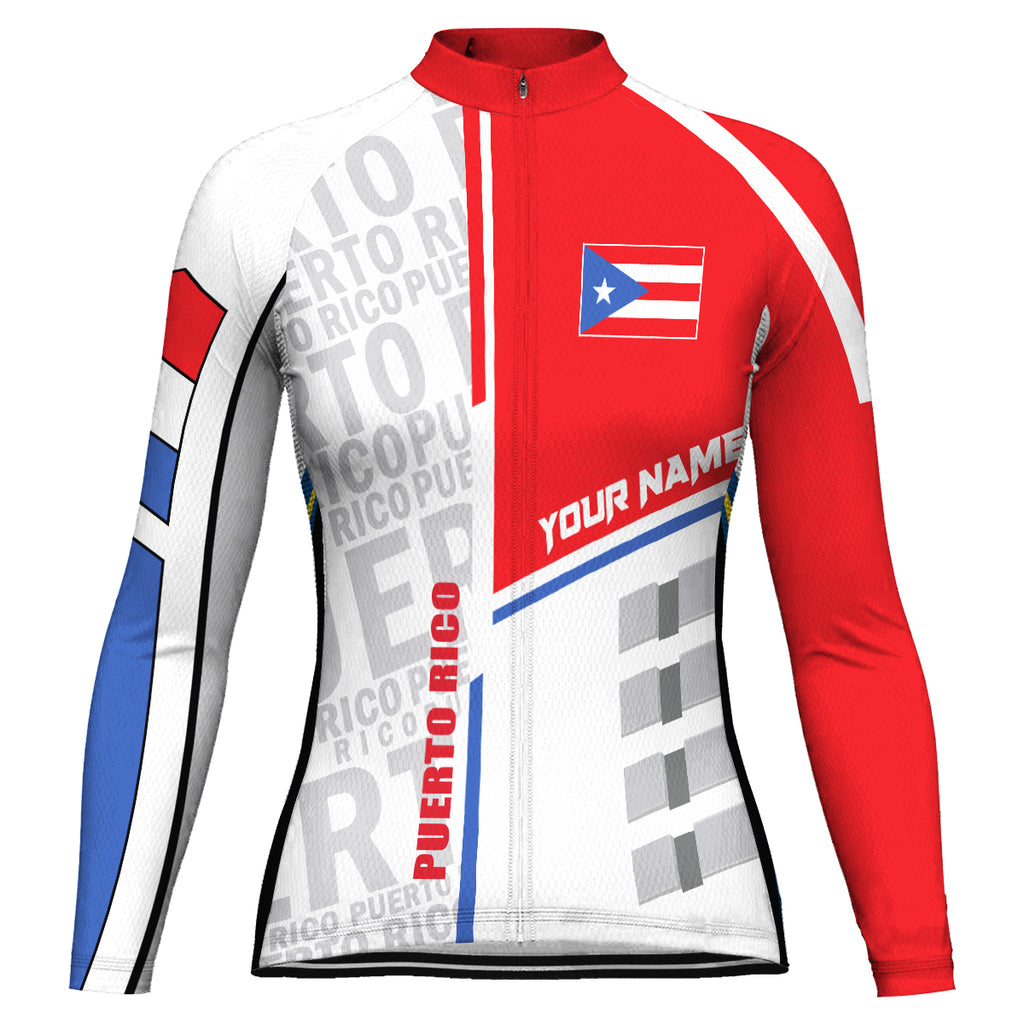 Customized Puerto Rico Long Sleeve Cycling Jersey for Women