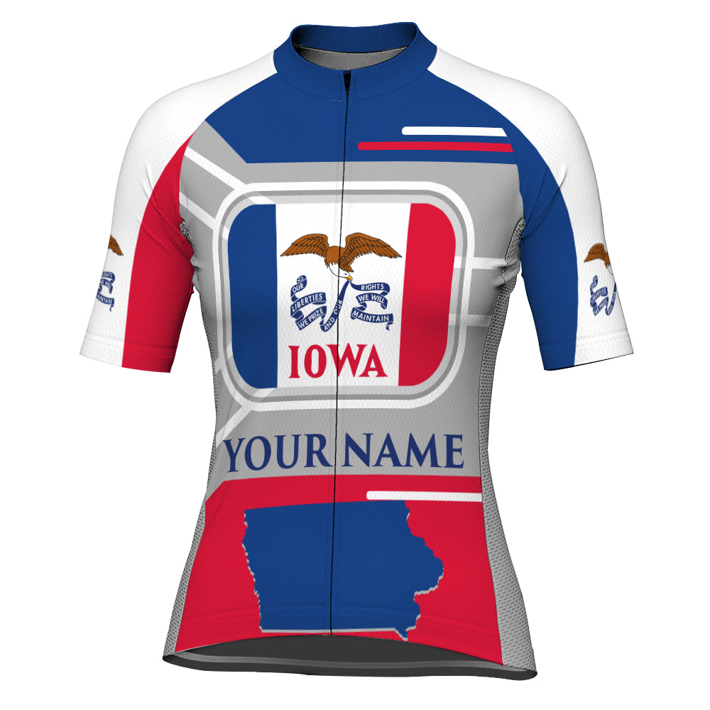 Customized Iowa Winter Thermal Fleece Short Sleeve Cycling Jersey For Women