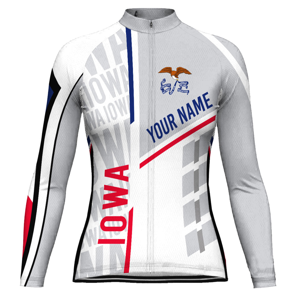 Customized Iowa Winter Thermal Fleece Long Sleeve Cycling Jersey for Women