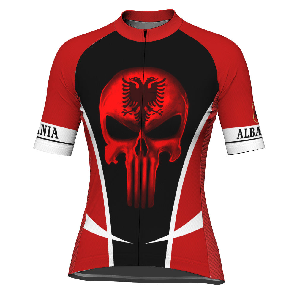 Customized Albania Winter Thermal Fleece Short Sleeve Cycling Jersey for Women