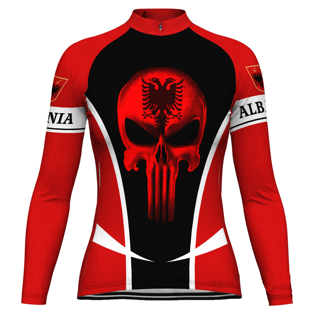 Customized Albania Winter Thermal Fleece Long Sleeve Cycling Jersey for Women