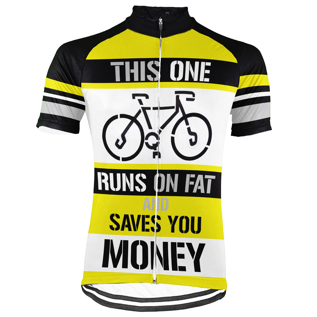 Customized Short Sleeve Cycling Jersey for Men- This One Runs On Fat And Saves You Money