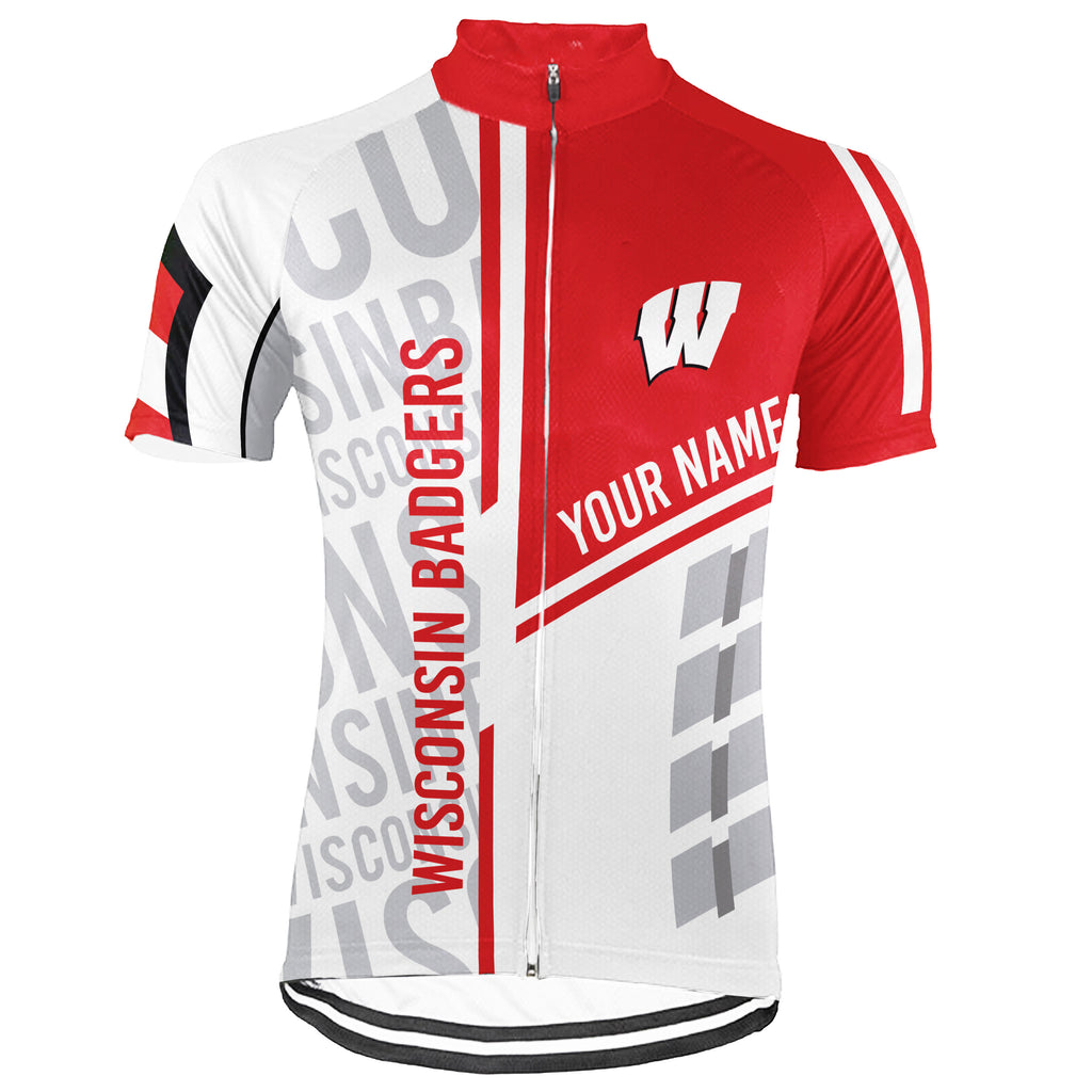 Customized Wisconsin Badgers Short Sleeve Cycling Jersey for Men