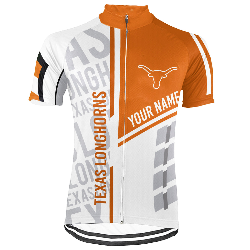 Customized Texas Longhorns Short Sleeve Cycling Jersey for Men