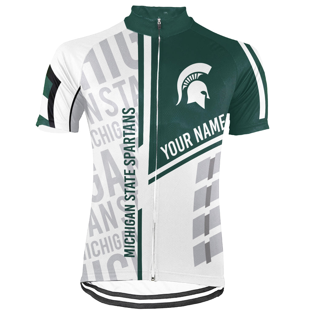 Customized Michigan State Spartans Short Sleeve Cycling Jersey for Men