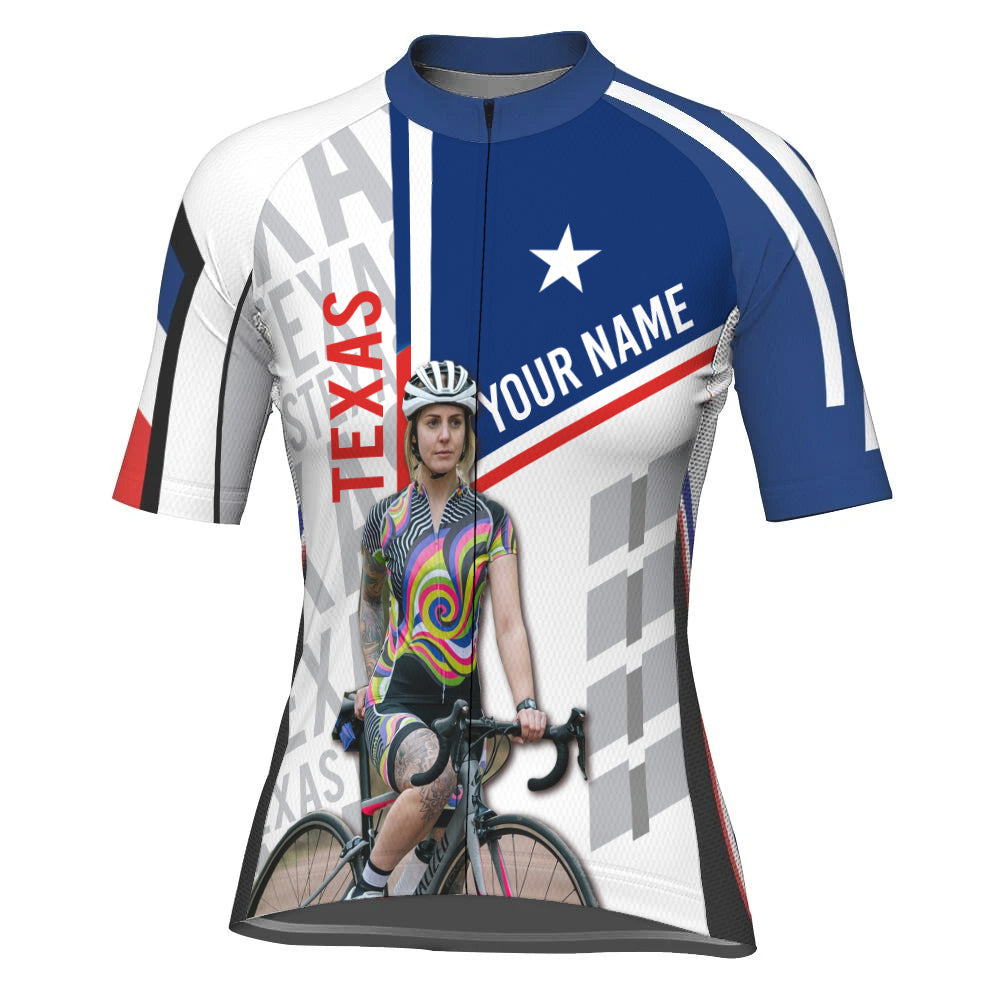 Customized Image Texas Short Sleeve Cycling Jersey for Women