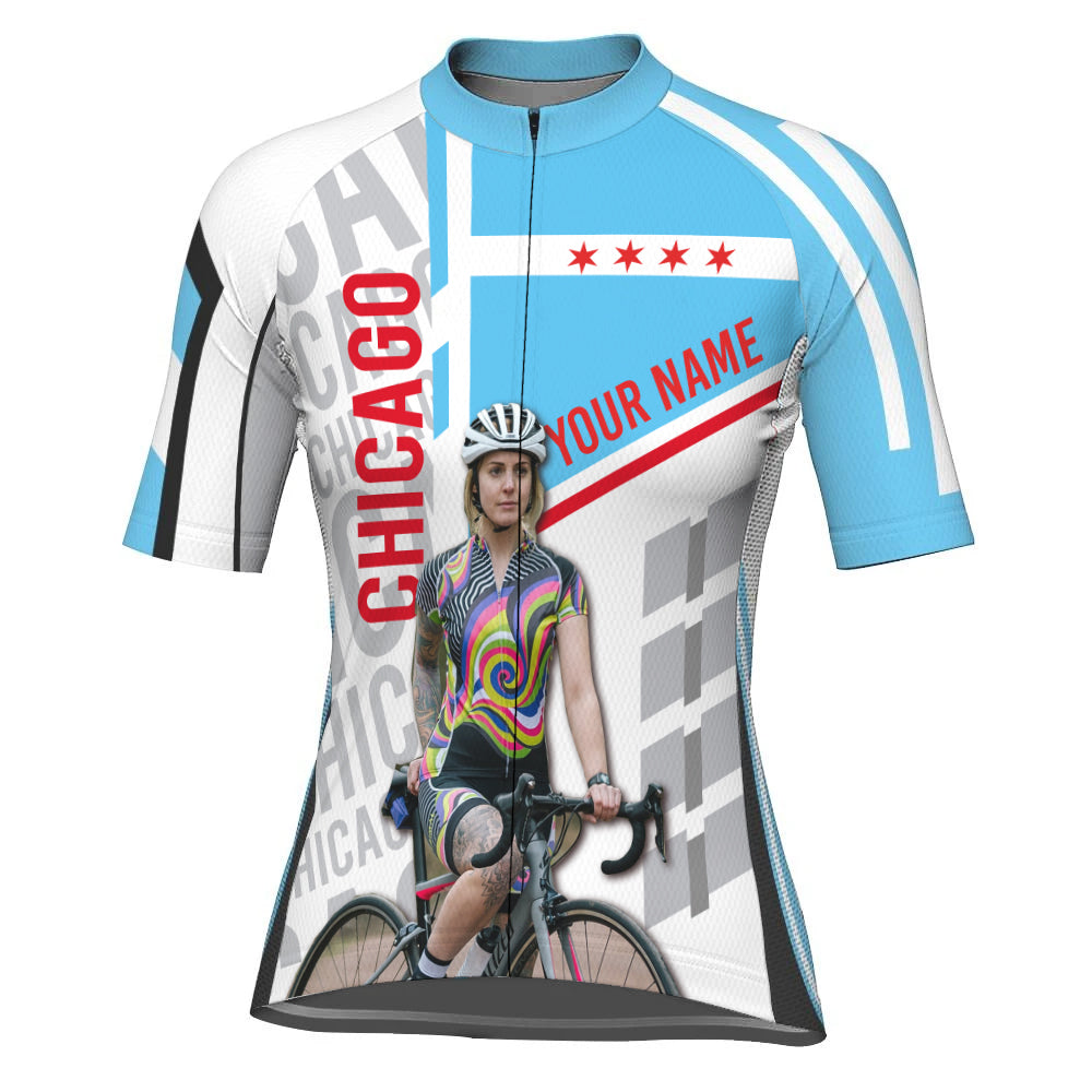 Customized Image Chicago Short Sleeve Cycling Jersey for Women