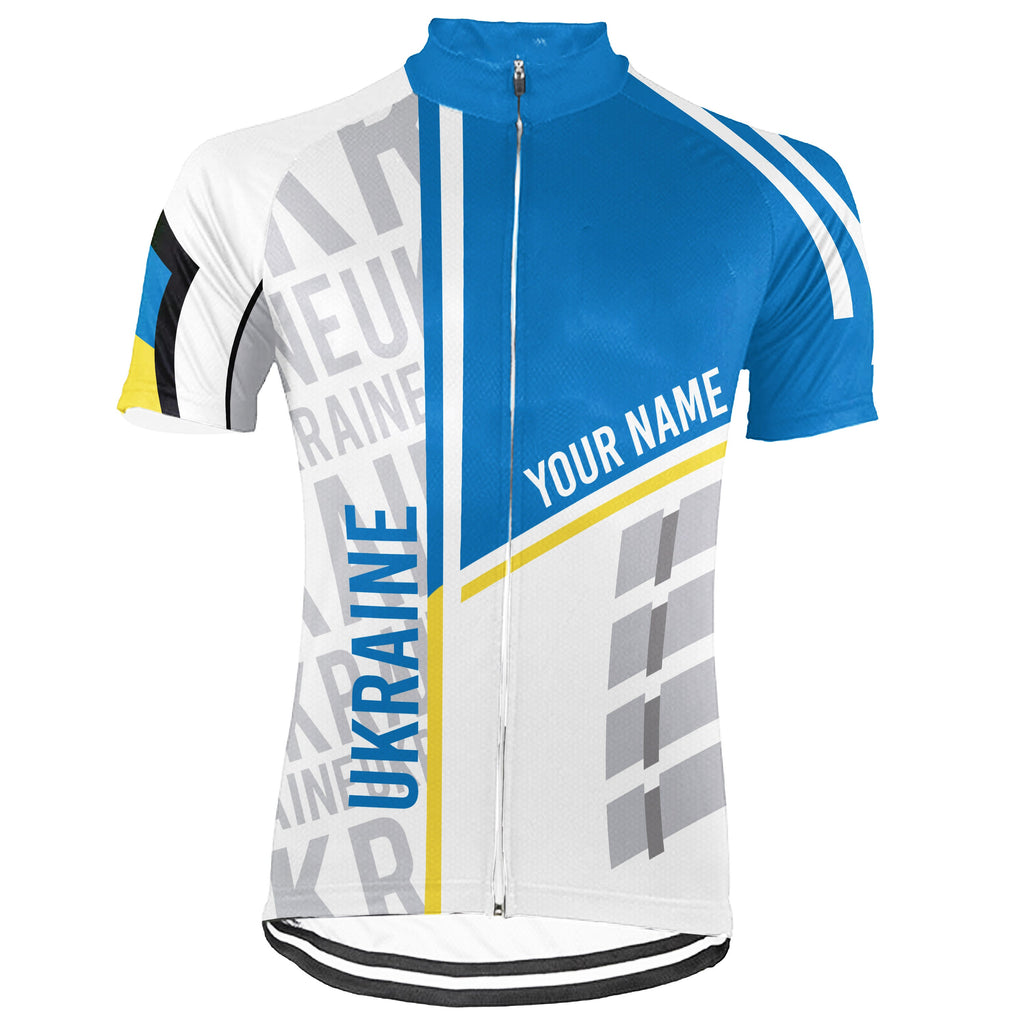 Customized Ukraine Winter Thermal Fleece Short Sleeve Cycling Jersey for Men