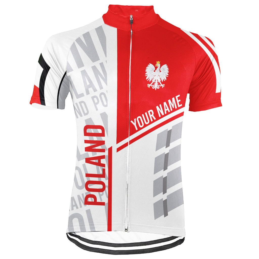 Customized Poland Winter Thermal Fleece Short Sleeve Cycling Jersey for Men