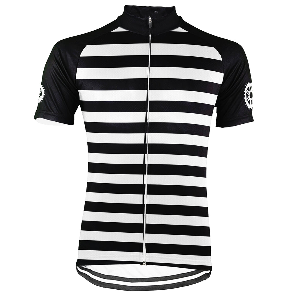 Customized Black Stripes Short Sleeve Cycling Jersey for Men