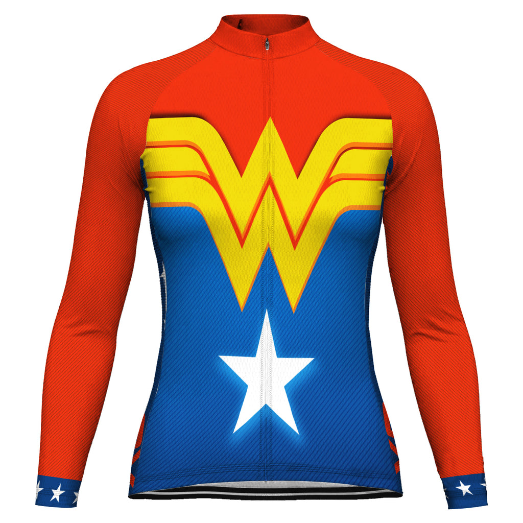 Customized Wonder Women Long Sleeve Cycling Jersey for Women