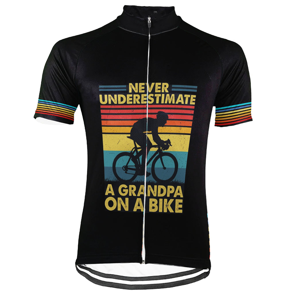 Customized Short Sleeve Cycling Jersey for Men- Never Underestimate A Grandpa On A Bike