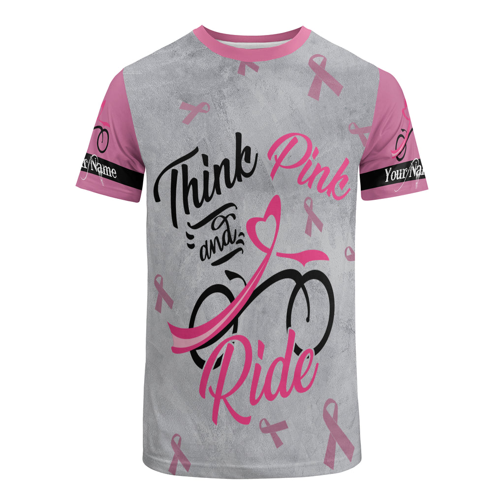 Personalized Think Pink and Ride Full Printing Long Sleeve, Short Sleeve, Zip Up Hoodie, Hoodie Customized Gift For Men