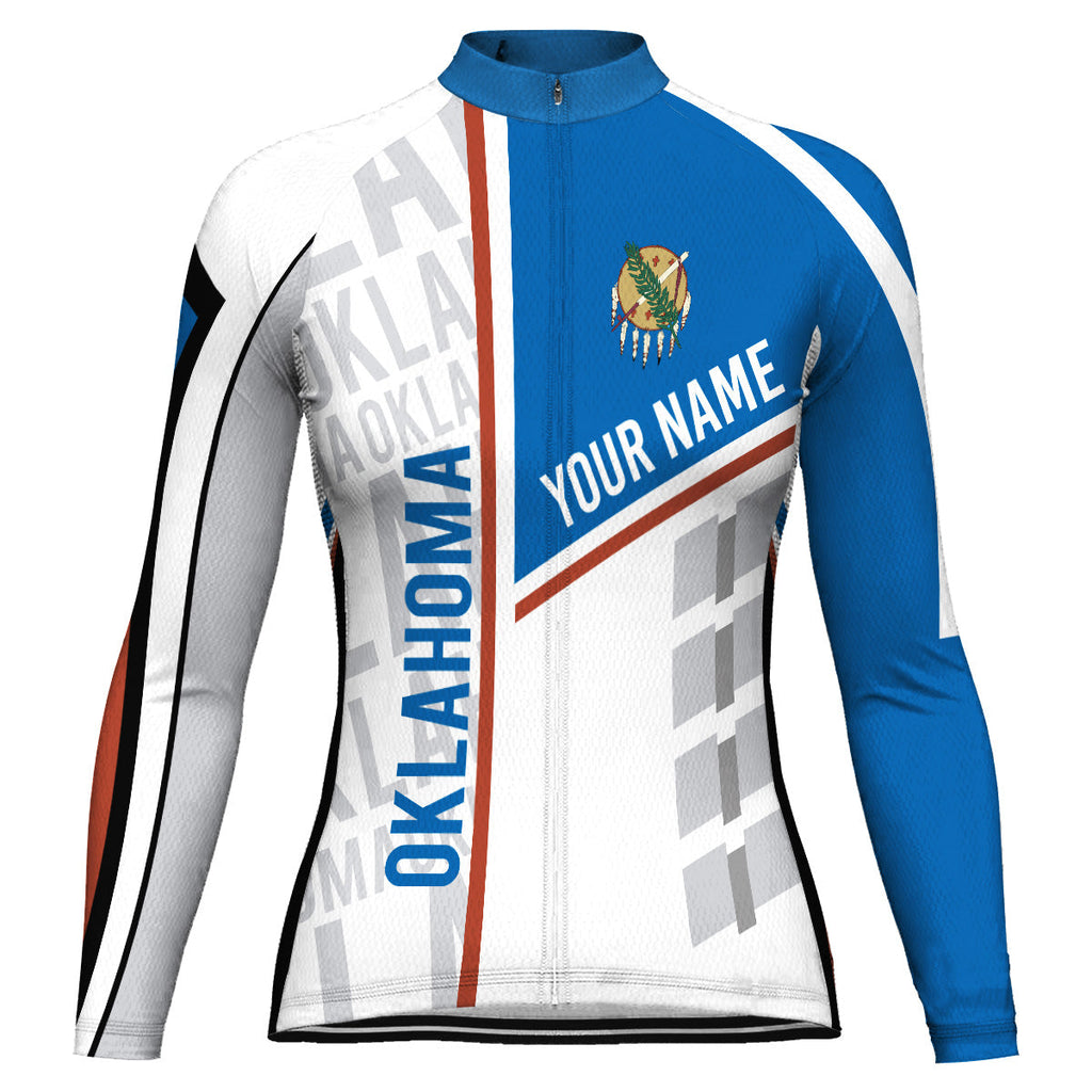 Customized Oklahoma Winter Thermal Fleece Long Sleeve Cycling Jersey for Women