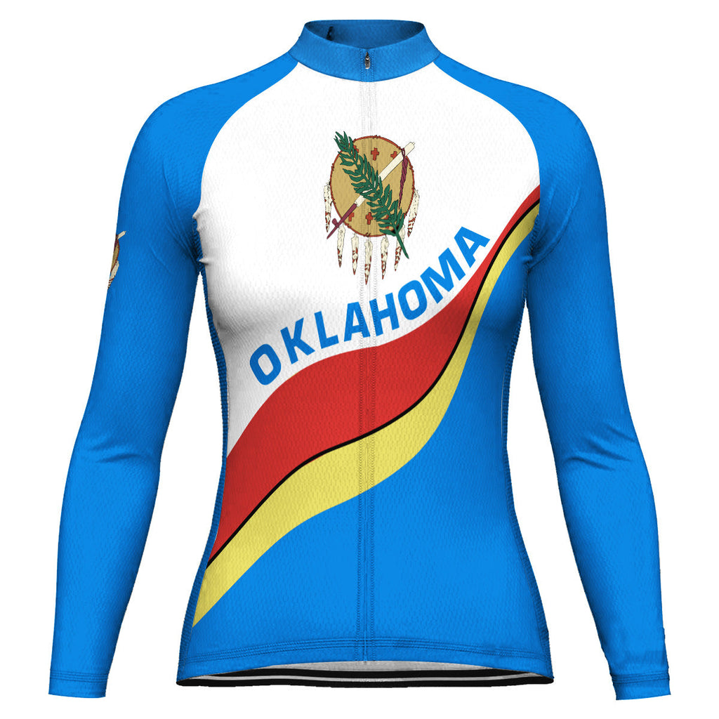 Customized Oklahoma Winter Thermal Fleece Long Sleeve Cycling Jersey for Women