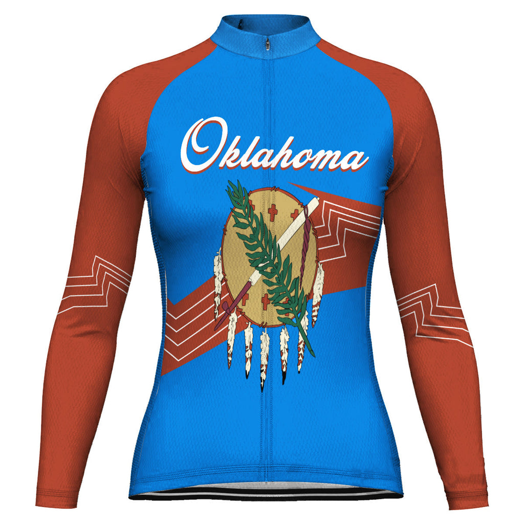 Customized Oklahoma Winter Thermal Fleece Long Sleeve Cycling Jersey for Women