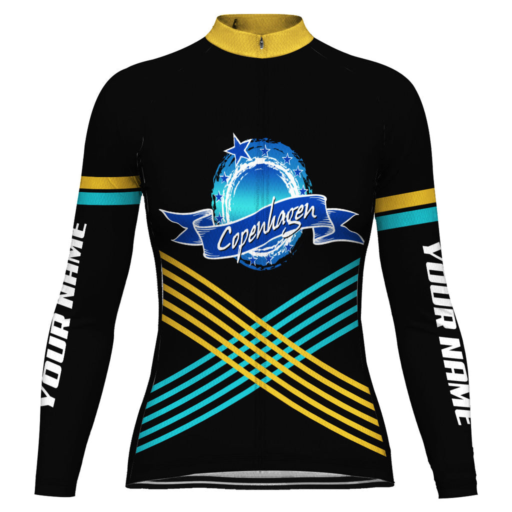 Customized Copenhagen Winter Thermal Fleece Long Sleeve Cycling Jersey for Women