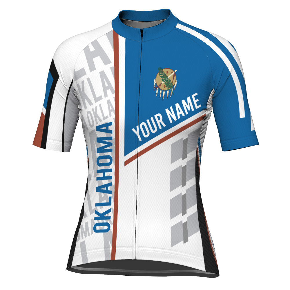 Customized Oklahoma Winter Thermal Fleece Short Sleeve Cycling Jersey for Women