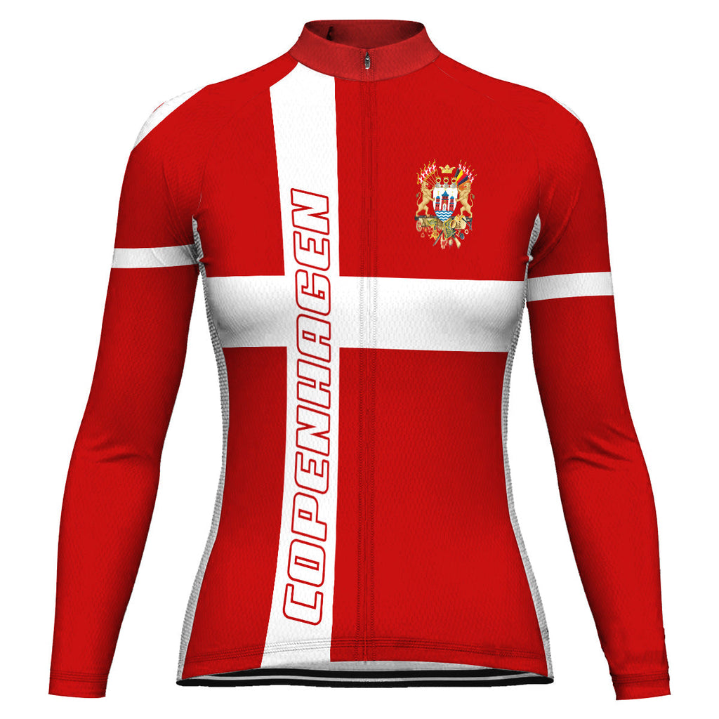 Customized Copenhagen Winter Thermal Fleece Long Sleeve Cycling Jersey for Women