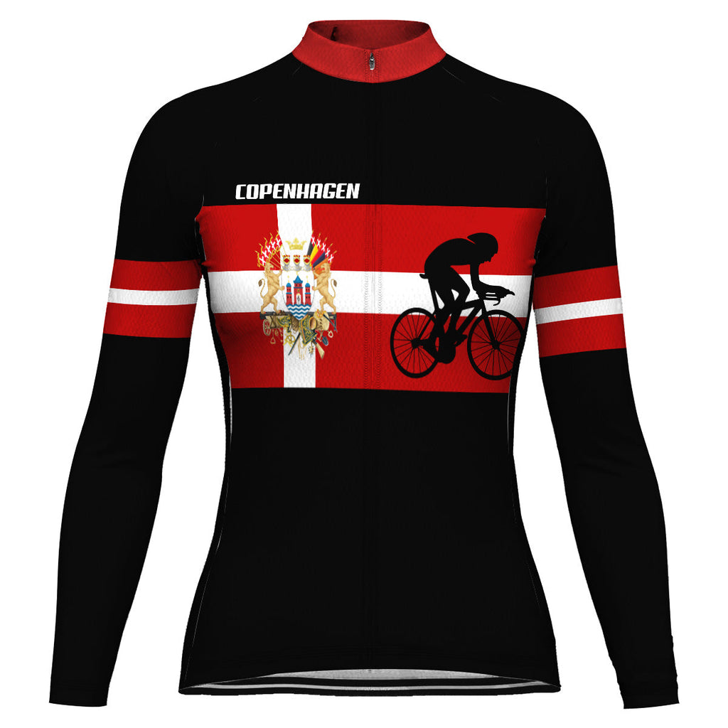 Customized Copenhagen Winter Thermal Fleece Long Sleeve Cycling Jersey for Women