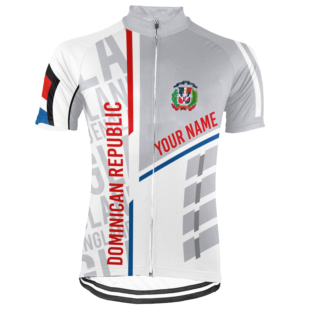 Customized Dominican Winter Thermal Fleece Short Sleeve Cycling Jersey for Men