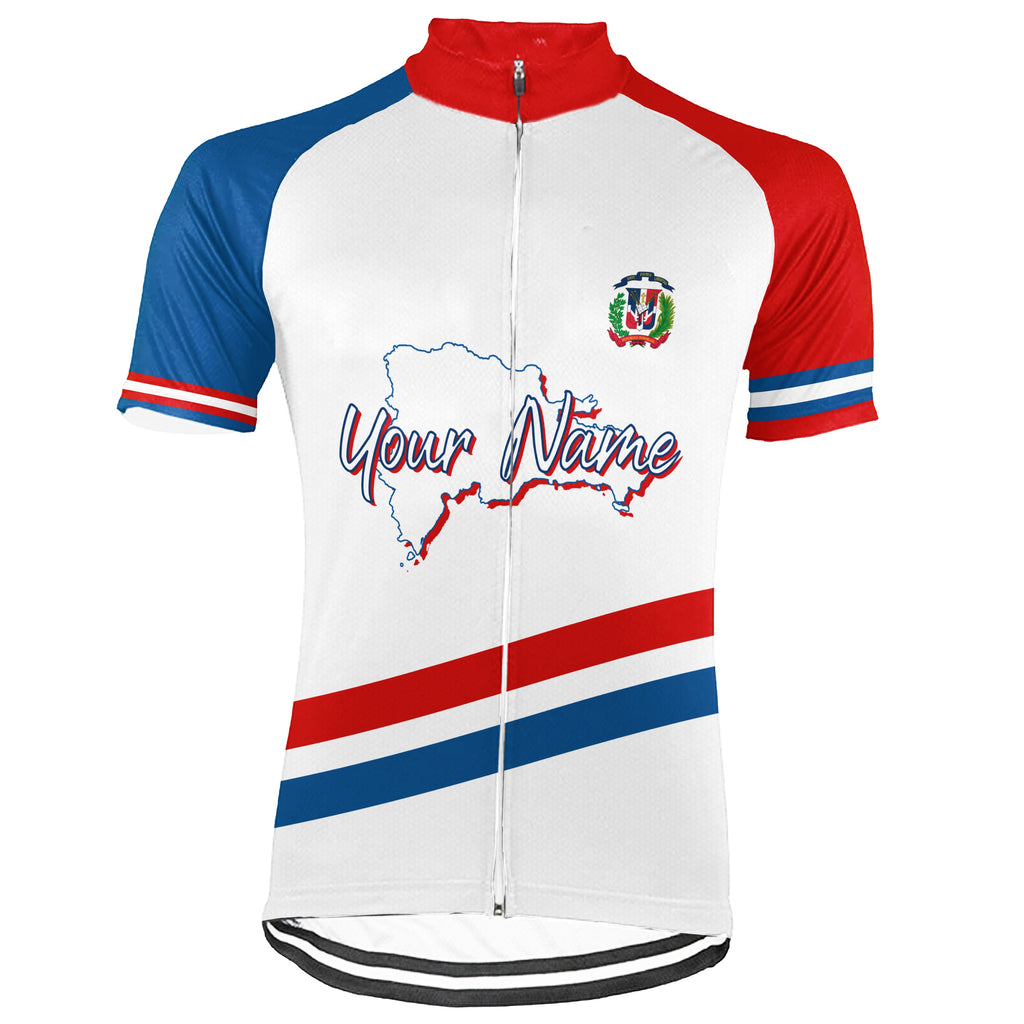 Customized Dominican Winter Thermal Fleece Short Sleeve Cycling Jersey for Men