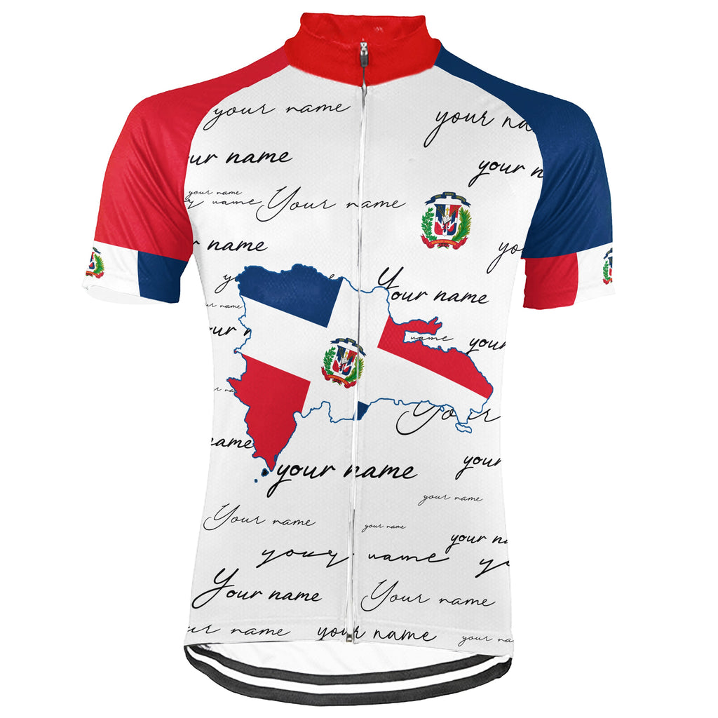 Customized Dominican Winter Thermal Fleece Short Sleeve Cycling Jersey for Men