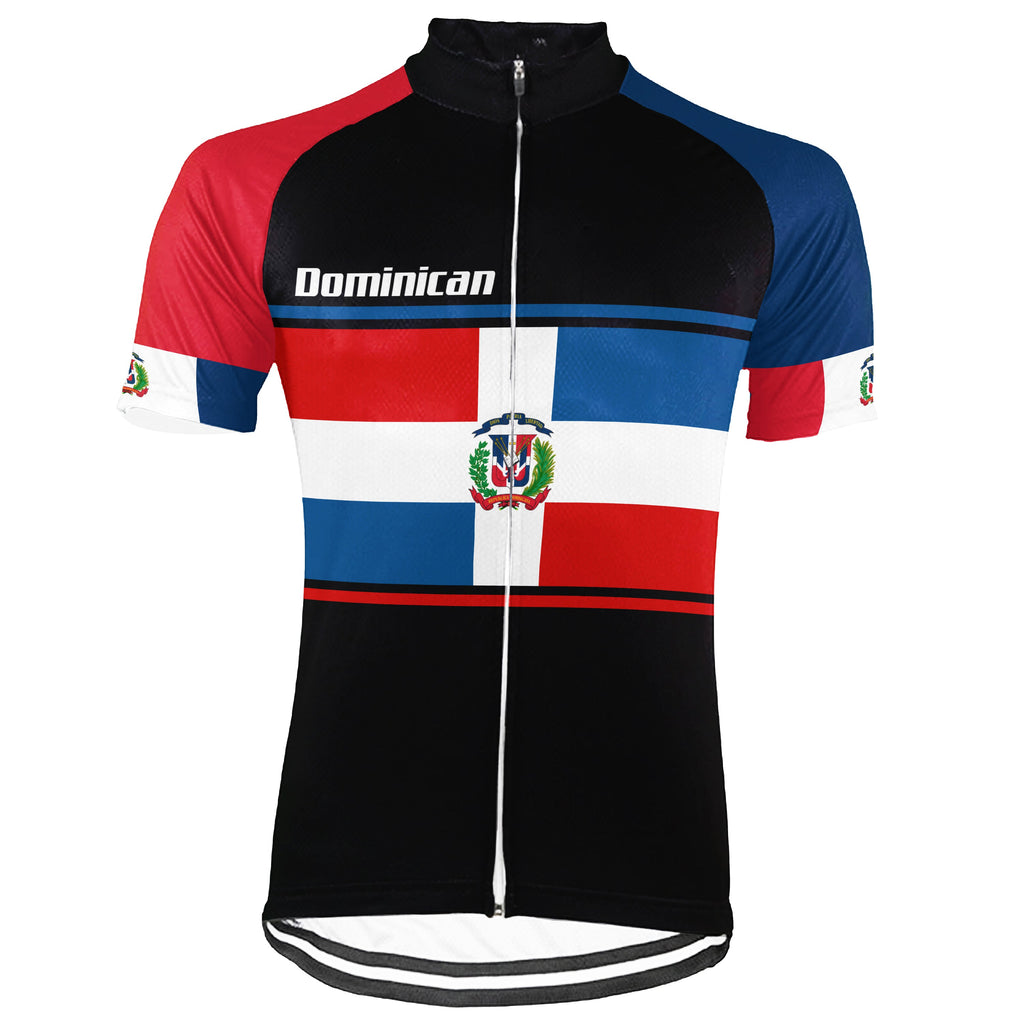 Customized Dominican Winter Thermal Fleece Short Sleeve Cycling Jersey for Men