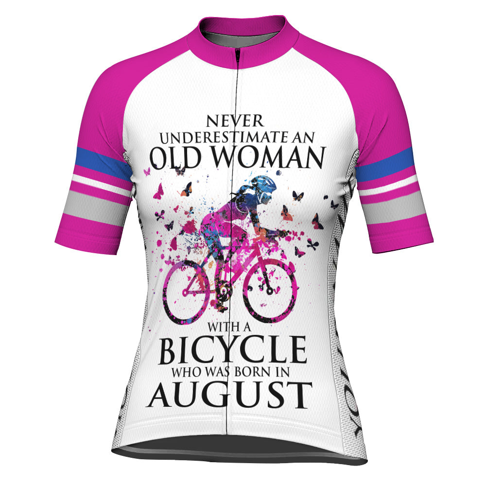 Customized Short Sleeve Cycling Jersey for Women- Never Underestimate An Old Woman With A Bicycle